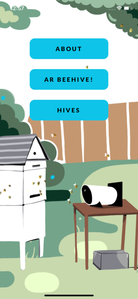 Eyesonhives app home screen selection options
